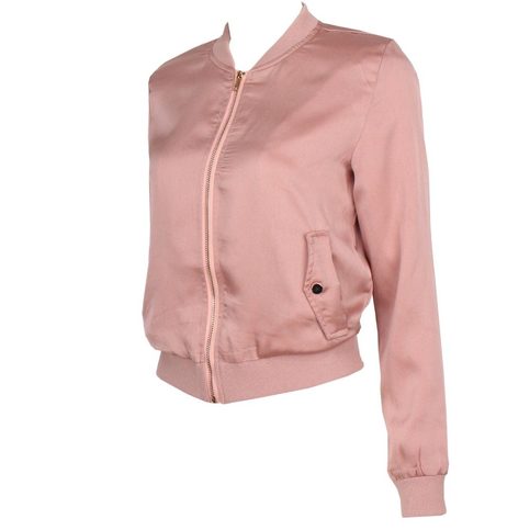 Rose Satin Bomber Jacket