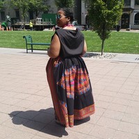 Queen Collection- African Print Black & Pink Skirt - Thumbnail 1