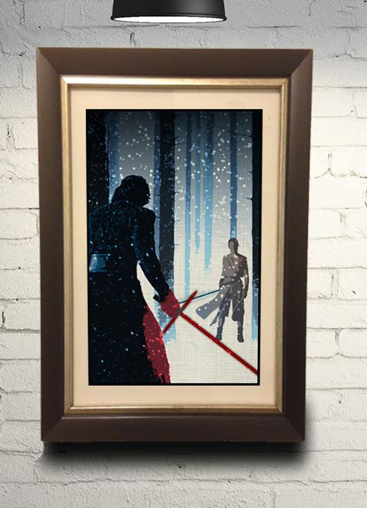 Star Wars The Force Awakens "Duel in the Snow" Retro Art Print 11x17