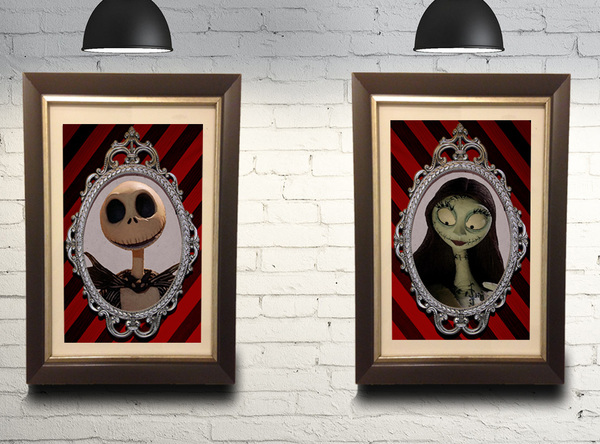 The Nightmare Before Christmas Jack and Sally 2 Print Set 11x17
