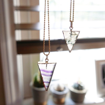 Natural fluorite triangle necklace 