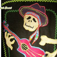 Dia de Los Muertos day of the dead appliqued denim shirt - Thumbnail 1