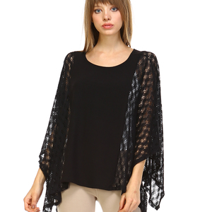Mix Fabric Poncho - Thumbnail 1