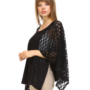 Mix Fabric Poncho - Thumbnail 3