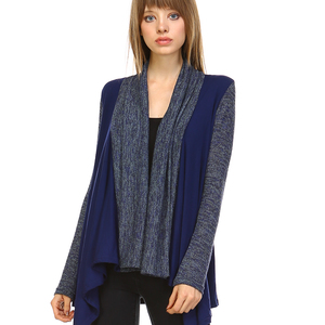 Shawl Cardigan-Navy - Thumbnail 1