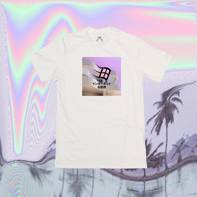 Vaporwave window 98 pastel building t shirt in white