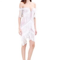 White Fringe Dress - Thumbnail 2