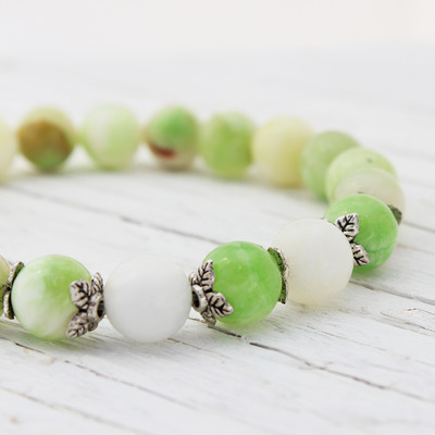Green apple agate onyx jade beaded bracelet