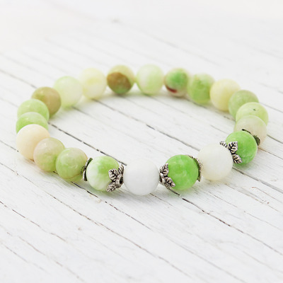 Green Apple Agate Onyx Jade beaded bracelet