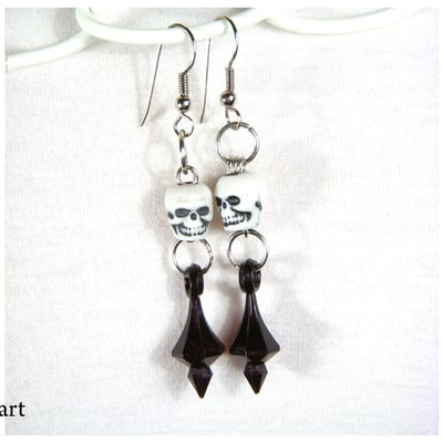 Skull earrings understated victorian goth