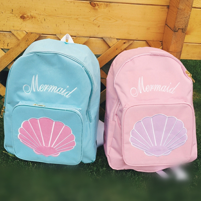 Blue/Pink Shell Embroidery Kawaii Backpack SP166898