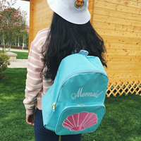 Blue/Pink Shell Embroidery Kawaii Backpack SP166898 - Thumbnail 3