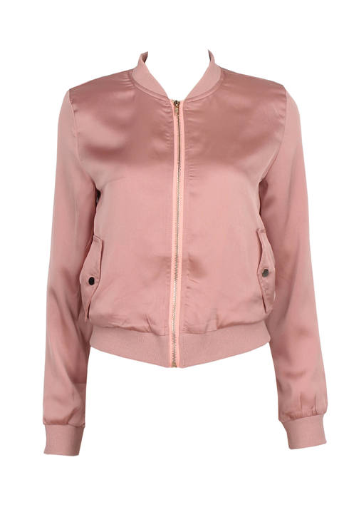 Rose Satin Bomber Jacket