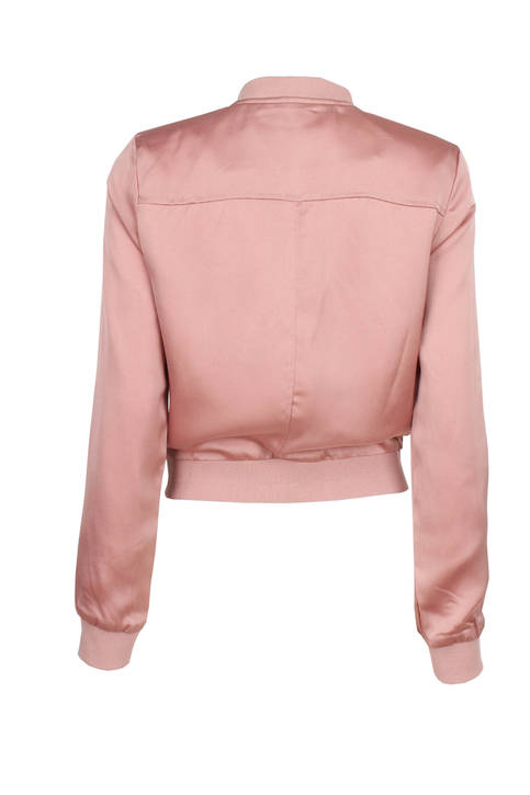 Rose Satin Bomber Jacket