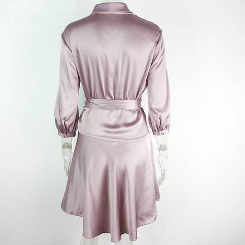 Purple Silver Elegent Silk Wrap Dress