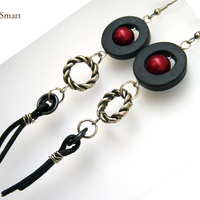 Modern industrial black and silver earrings - Thumbnail 1