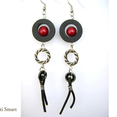 Modern industrial black and silver earrings