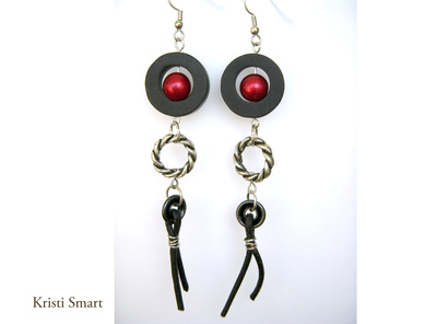 Modern industrial black and silver earrings