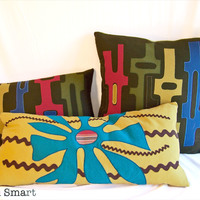 Appliqued Mid Century pillow cover with Mexican fiesta influence - Thumbnail 3