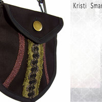 Black and bronze clip on pocket or small purse.  - Thumbnail 3