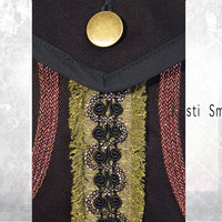 Black and bronze clip on pocket or small purse.  - Thumbnail 2