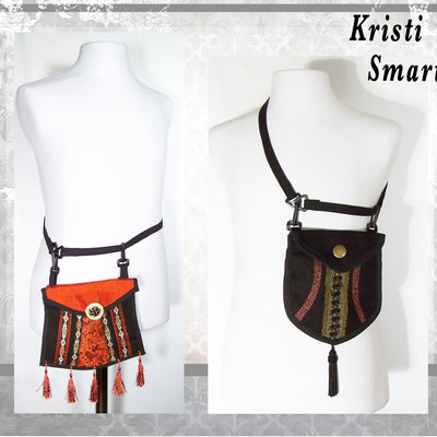 Black and orange opera purse festival pouch