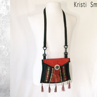 Black and orange opera purse festival pouch - Thumbnail 2