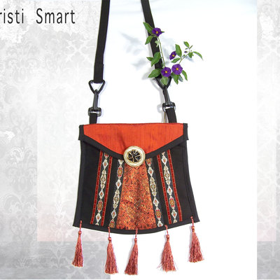 Black and orange opera purse festival pouch