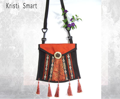 Black and orange opera purse festival pouch