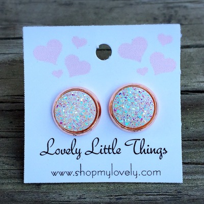 10mm white opal titanium studs with copper setting