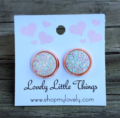 10mm White Opal Titanium Studs with Copper Setting