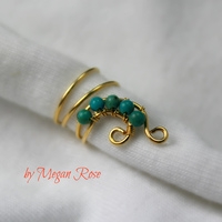 Ear Cuff with Turquoise Beads - The Half Swirl - Thumbnail 3