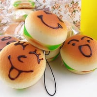 Mini Hamburger bun Squishy Cell Phone Charms - Thumbnail 1