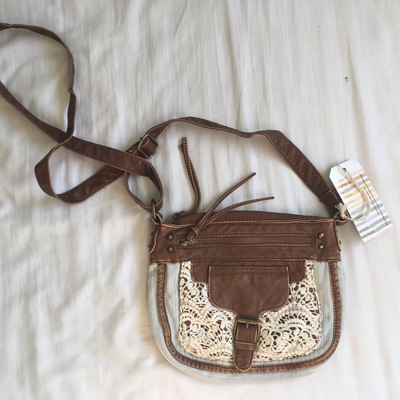 Light denim crochet side bag