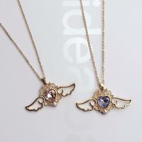 Harajuku angel wings Crystal Heart Necklace - Thumbnail 1