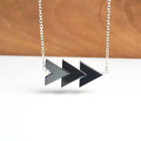 SALE, Chevron Necklace, Silver Hematite Necklace, Chevron Jewelry, Rocks and Minerals, Unisex Necklace - Thumbnail 1