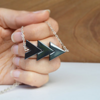 SALE, Chevron Necklace, Silver Hematite Necklace, Chevron Jewelry, Rocks and Minerals, Unisex Necklace - Thumbnail 2
