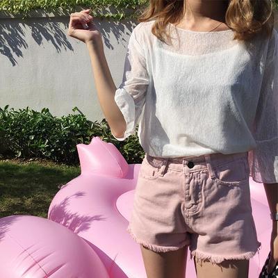 Pastel pink fringed shorts - Thumbnail 5