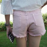 Pastel Pink Fringed Shorts - Thumbnail 1