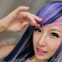 Gradient Color Blue Pink Long Wavy Synthetic hair