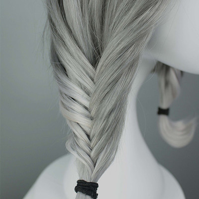 Air bang gradient grey wigs