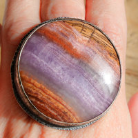 Large Purple Lace Chalcedony & sterling silver ring by Thornbird Studios - Thumbnail 2