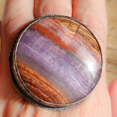 Large purple lace chalcedony & sterling silver ring by thornbird studios
