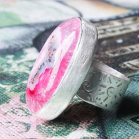 "Pink Pixie" sterling silver and pink solar quartz ring by Thornbird Studios - Thumbnail 2