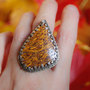 Script stone and sterling silver ring handmade by Thornbird Studios-1