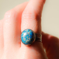 "Pale Blue Dot" Variscite and sterling silver ring by Thornbird Studios - Thumbnail 1