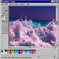 VAPORWAVE WINDOW 98 MICROSOFT PAINT PASTEL SEASHORE T SHIRT IN BLACK - Thumbnail 1