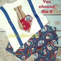 Boys First Birthday Thomas the Train Outfit, Boys Thomas the Train First, 2nd Birthday Outfit - Thumbnail 1