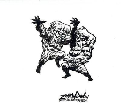 "War of the Gargantuas" original drawing