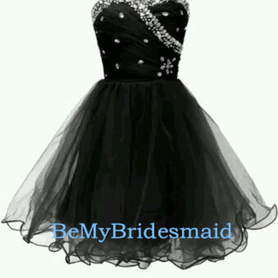 Adorable tulle short handmade black prom dresses, cute homecoming dresses